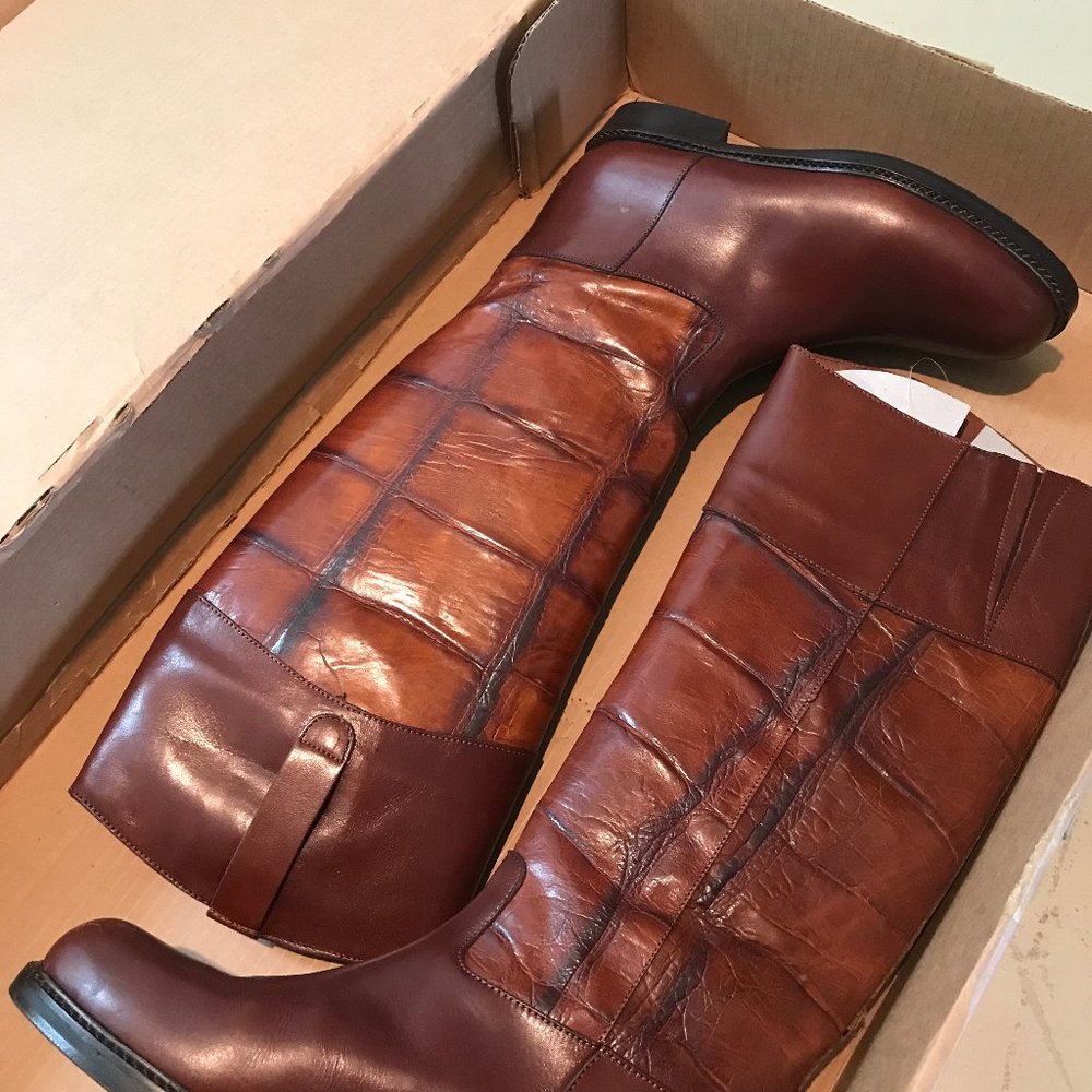 Joan and David Cognac Leather boots